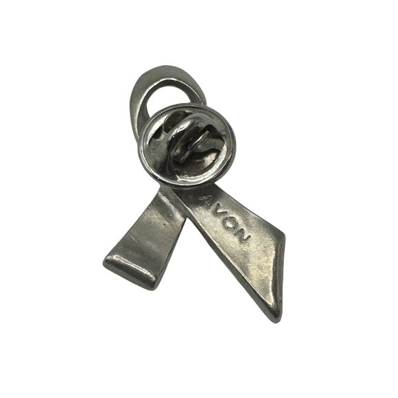 Avon Pink Ribbon Breast Cancer Awareness Brooch Metal Pink Rhinestones Pinback - Picture 2 of 2